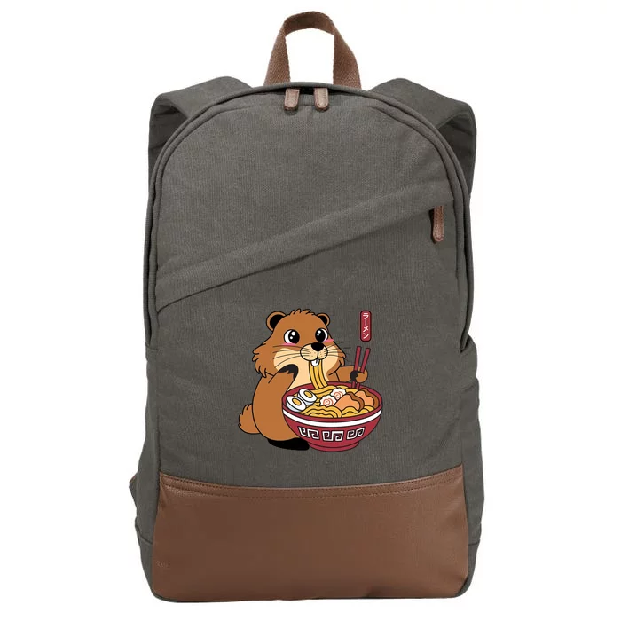 Groundhog Ramen Noodles Cotton Canvas Backpack