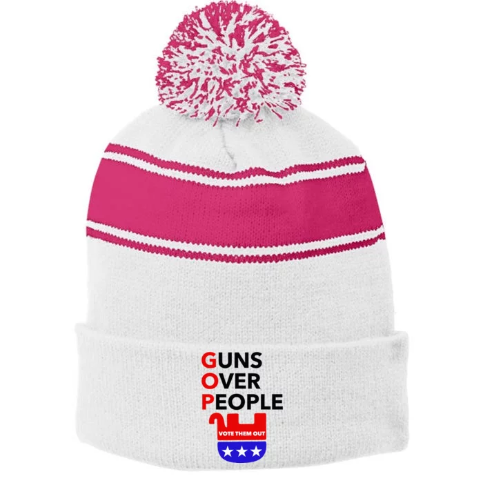 Gun Reform Now Gopguns Over People Vote Them Out Stripe Pom Pom Beanie