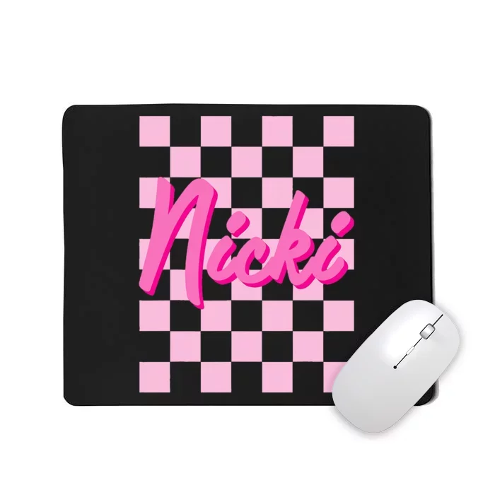 Girl Retro Nicki First Name Personalized Groovy Birthday Mousepad