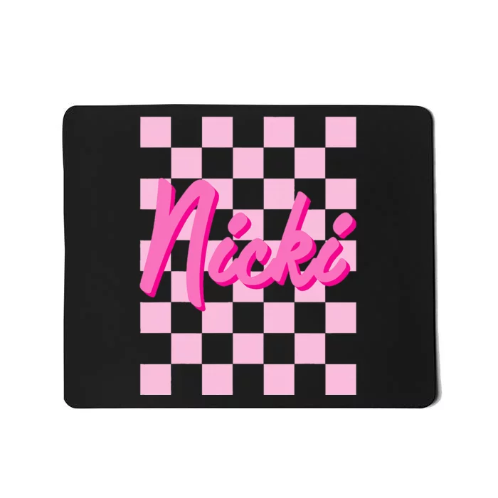 Girl Retro Nicki First Name Personalized Groovy Birthday Mousepad