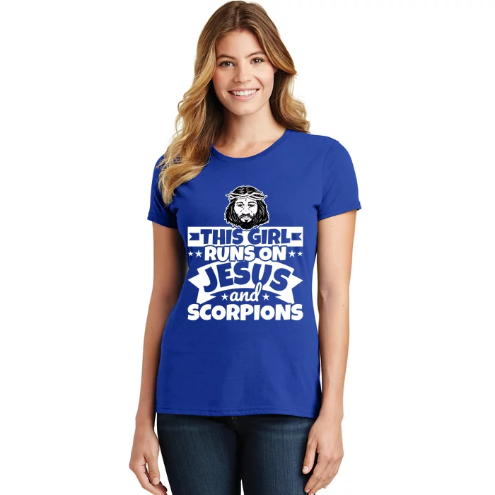 Girl Runs On Jesus And Scorpions Gift Women's T-Shirt