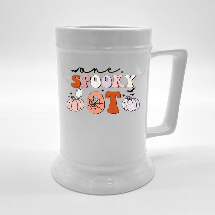 Groovy Retro One Spooky OT Halloween Occupational Therapy Front & Back Beer Stein