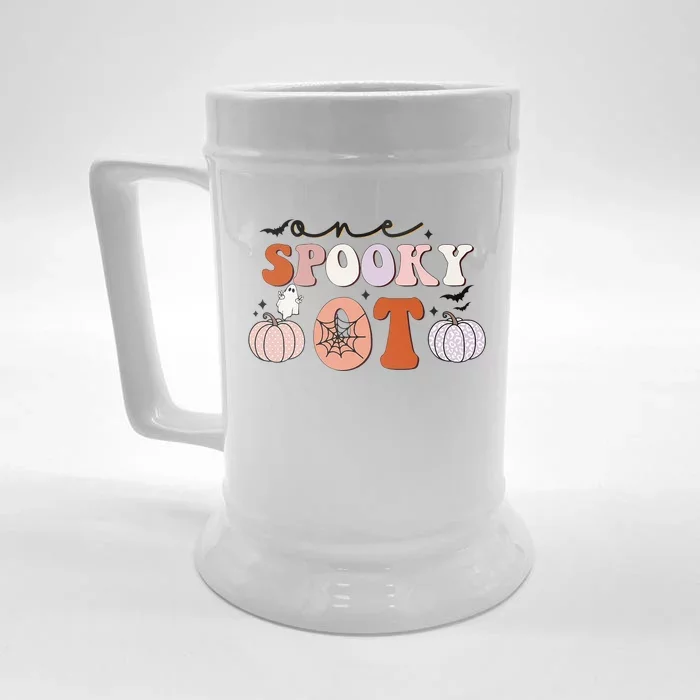 Groovy Retro One Spooky OT Halloween Occupational Therapy Front & Back Beer Stein