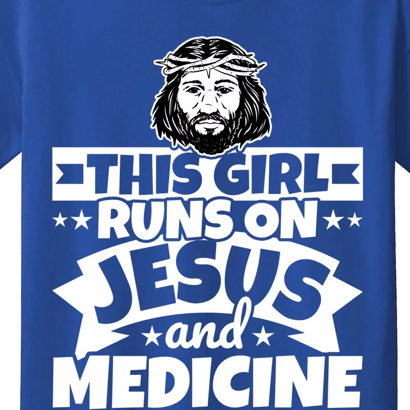 Girl Runs On Jesus And Medicine Cool Gift Kids T-Shirt