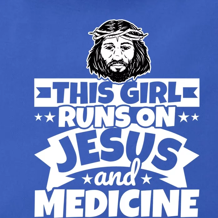 Girl Runs On Jesus And Medicine Cool Gift Zip Tote Bag