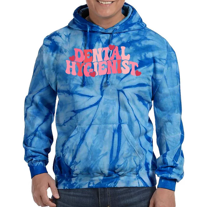 Groovy Retro One Loved Dental Hygienist Happy Valentines Day Gift Tie Dye Hoodie