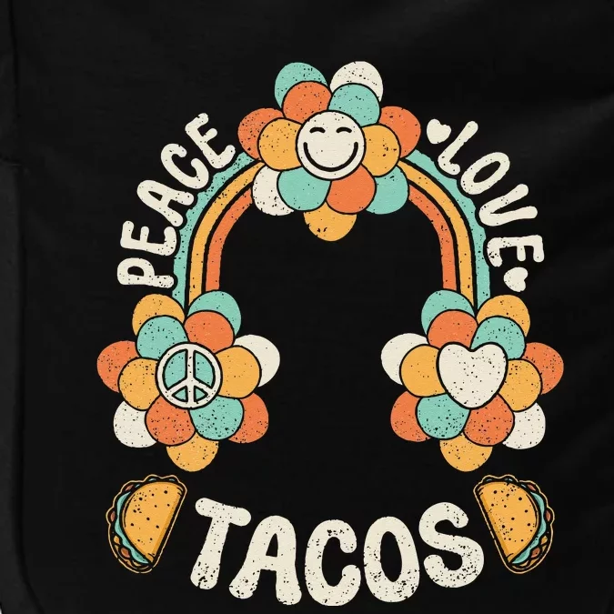 Groovy Rainbow Outfit Mexican Food Lover Peace Love Tacos Impact Tech Backpack