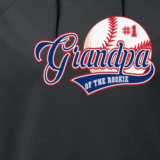 Grandpa Rookie of Year 1st Birthday Baseball Theme Matching Performance Fleece Hoodie