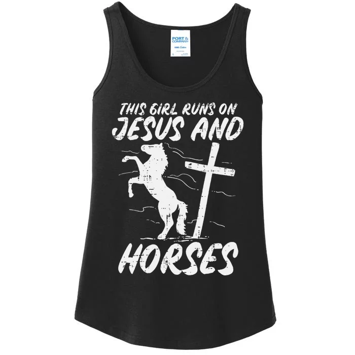 Girl Runs On Jesus And Horses God Christian Ladies Essential Tank