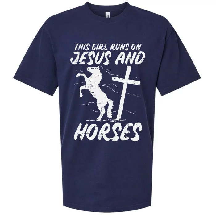 Girl Runs On Jesus And Horses God Christian Sueded Cloud Jersey T-Shirt