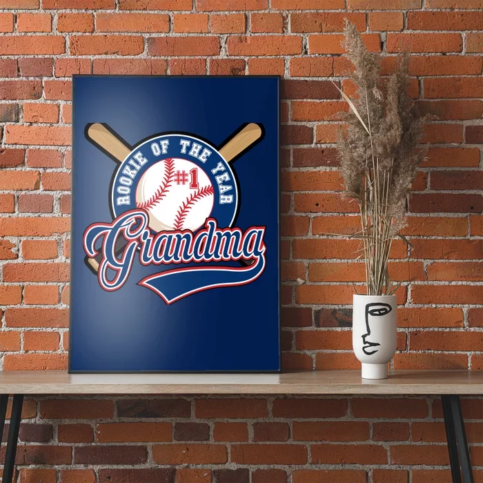 Grandma Rookie of Year 1st Birthday Baseball Theme Matching Poster