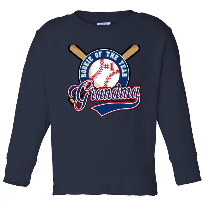 Grandma Rookie of Year 1st Birthday Baseball Theme Matching Toddler Long Sleeve Shirt