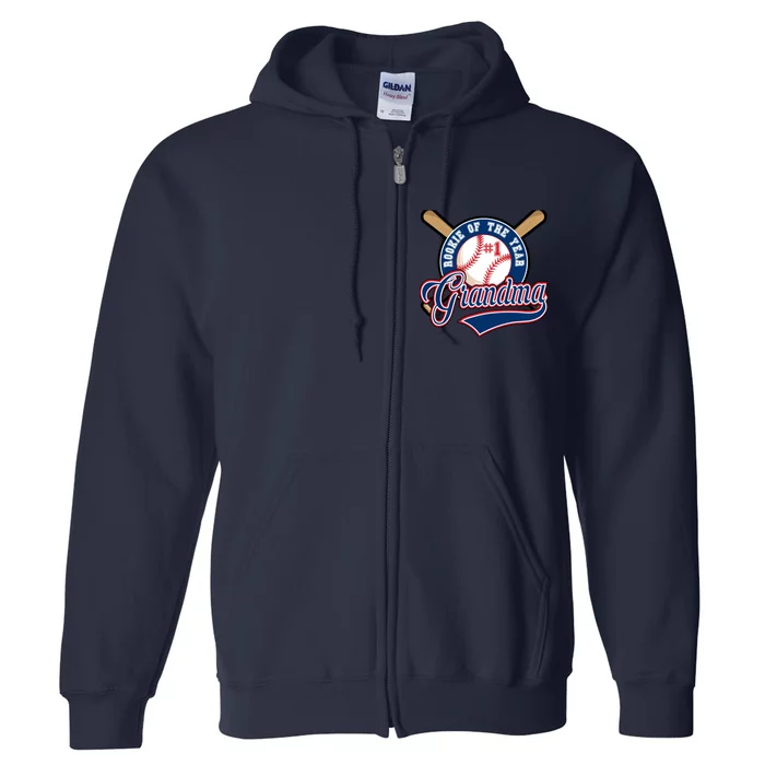 Grandma Rookie of Year 1st Birthday Baseball Theme Matching Full Zip Hoodie