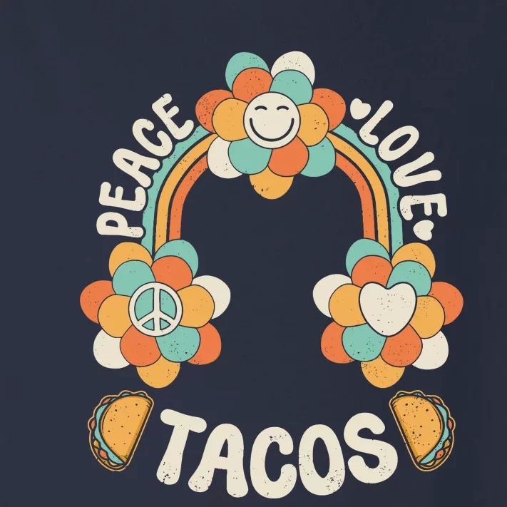 Groovy Rainbow Outfit Mexican Food Lover Peace Love Tacos Toddler Long Sleeve Shirt