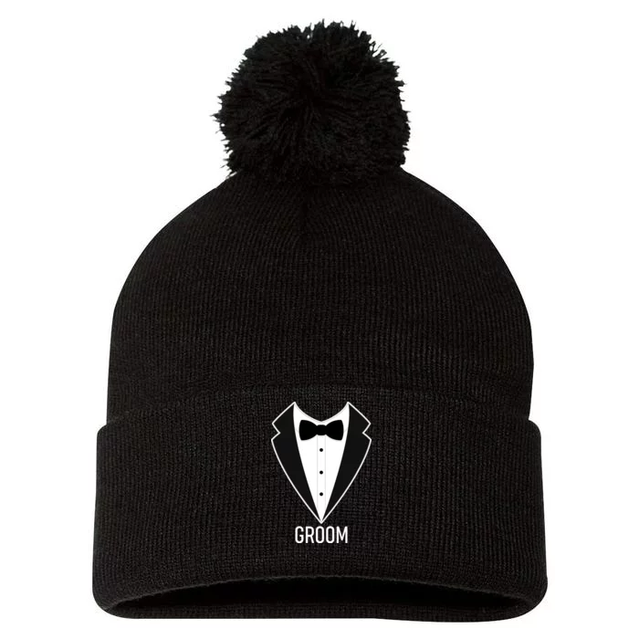 Groom Wedding Tuxedo Pom Pom 12in Knit Beanie