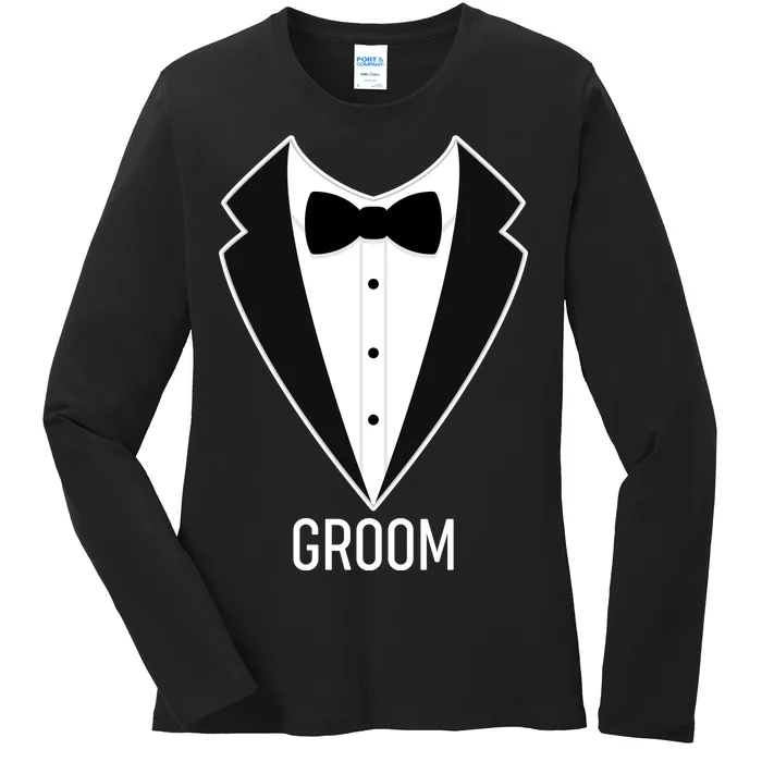 Groom Wedding Tuxedo Ladies Long Sleeve Shirt