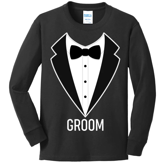 Groom Wedding Tuxedo Kids Long Sleeve Shirt