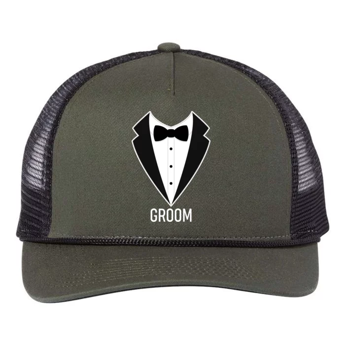 Groom Wedding Tuxedo Retro Rope Trucker Hat Cap