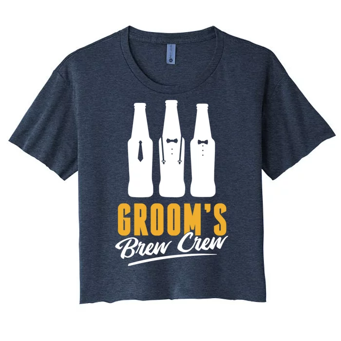 Grooms Brew Crew Women's Crop Top Tee