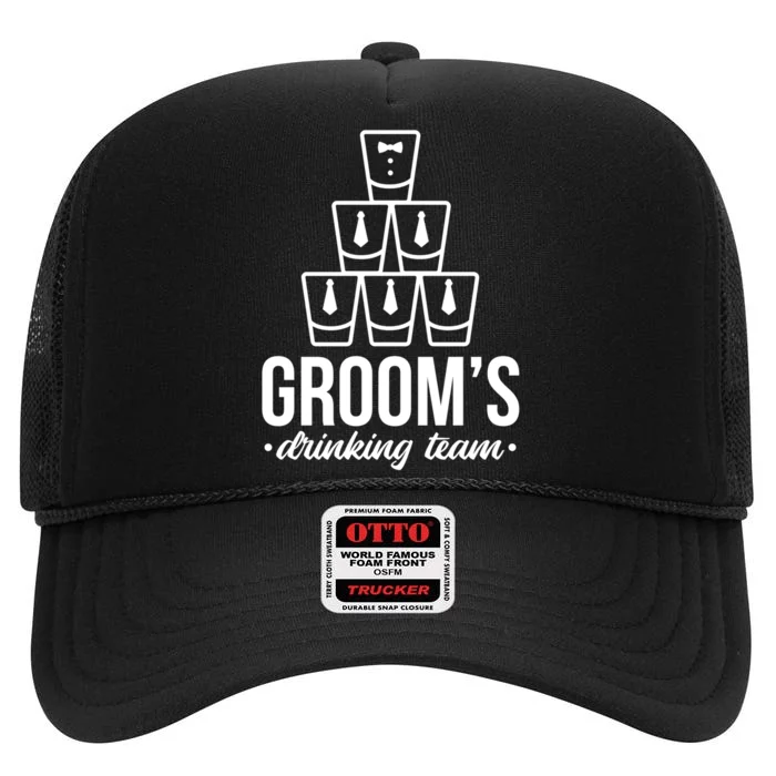 Grooms Drinking Teem Glass High Crown Mesh Trucker Hat