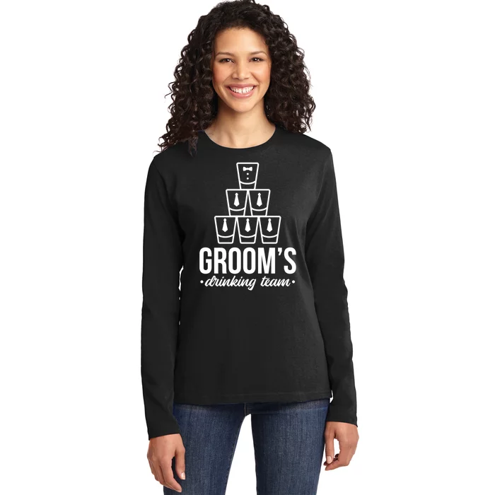 Grooms Drinking Teem Glass Ladies Long Sleeve Shirt