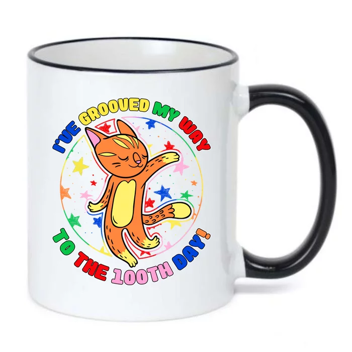 Groovy Cat 100th Day of School Black Color Changing Mug