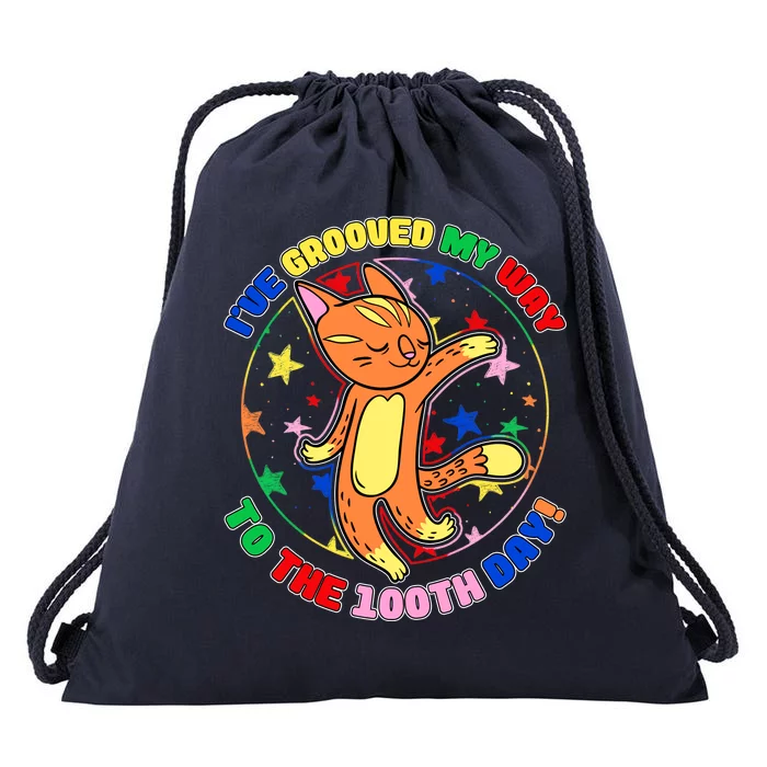 Groovy Cat 100th Day of School Drawstring Bag