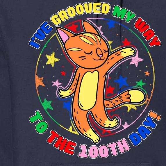 Groovy Cat 100th Day of School Premium Hoodie