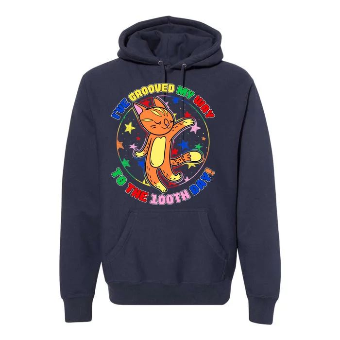 Groovy Cat 100th Day of School Premium Hoodie