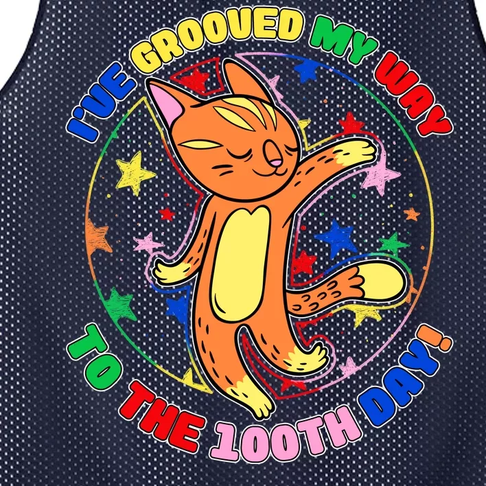 Groovy Cat 100th Day of School Mesh Reversible Basketball Jersey Tank