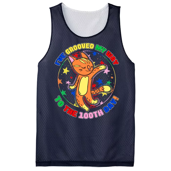 Groovy Cat 100th Day of School Mesh Reversible Basketball Jersey Tank