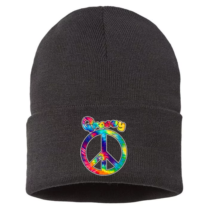 Groovy Peace Sign Sustainable Knit Beanie