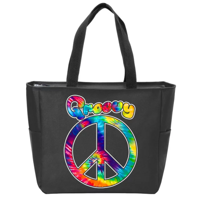 Groovy Peace Sign Zip Tote Bag