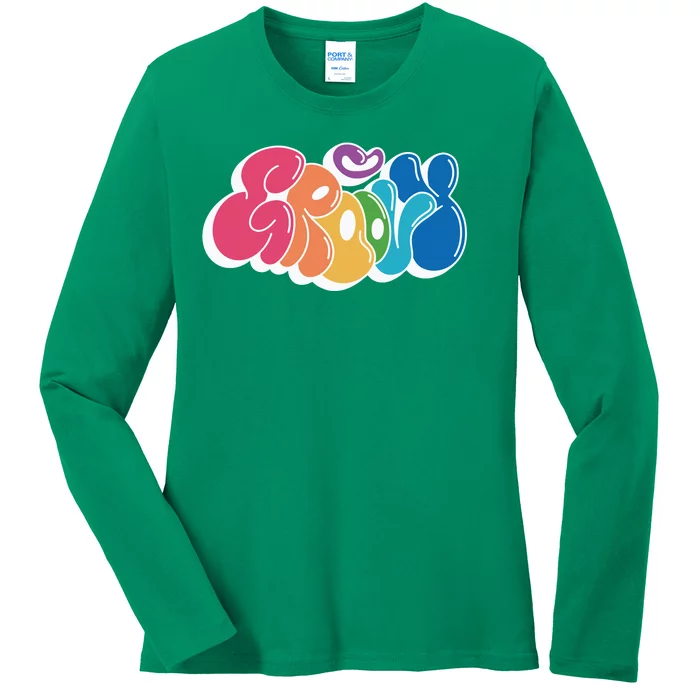 Groovy Retro Colorful Ladies Long Sleeve Shirt