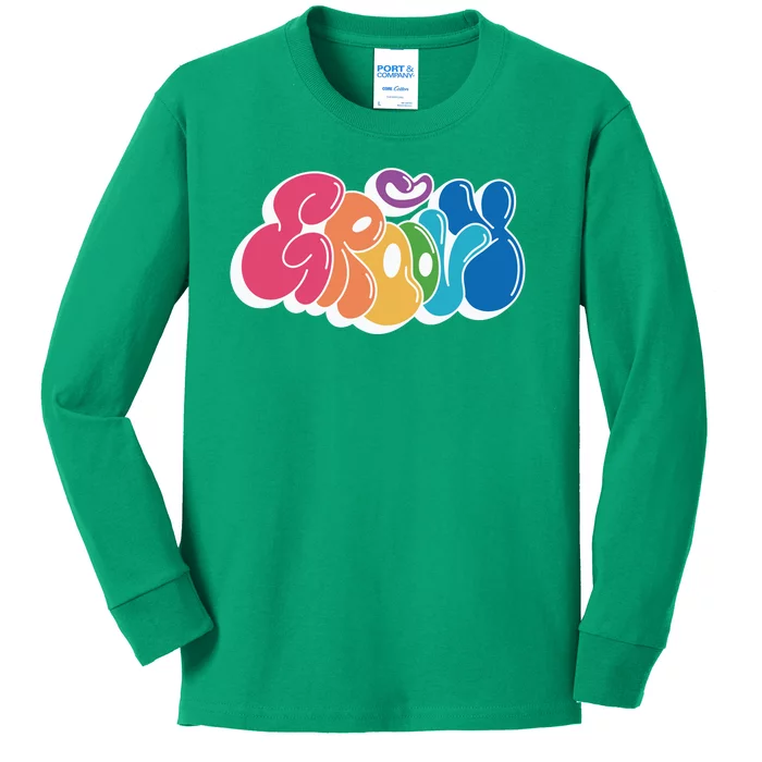 Groovy Retro Colorful Kids Long Sleeve Shirt