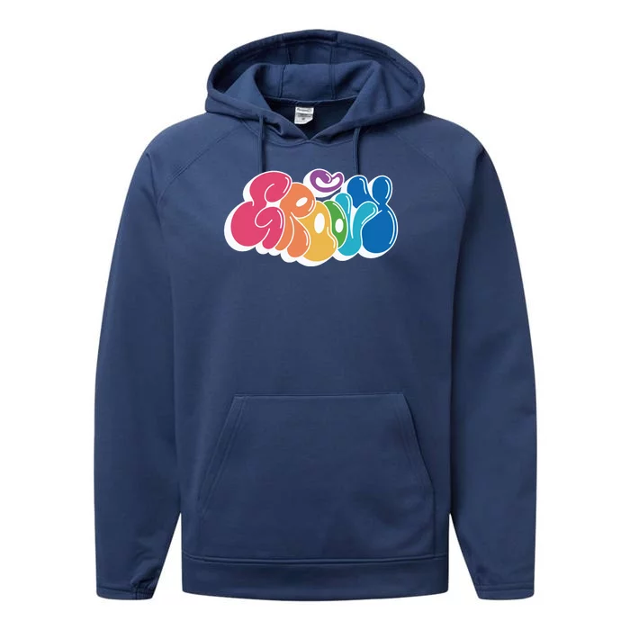 Groovy Retro Colorful Performance Fleece Hoodie