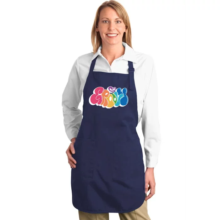 Groovy Retro Colorful Full-Length Apron With Pocket