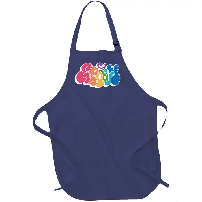 Groovy Retro Colorful Full-Length Apron With Pocket