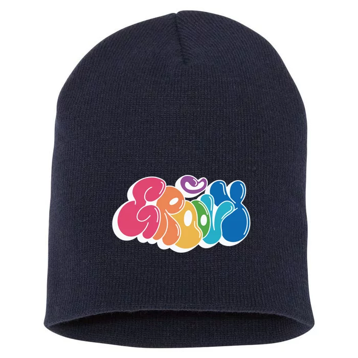 Groovy Retro Colorful Short Acrylic Beanie