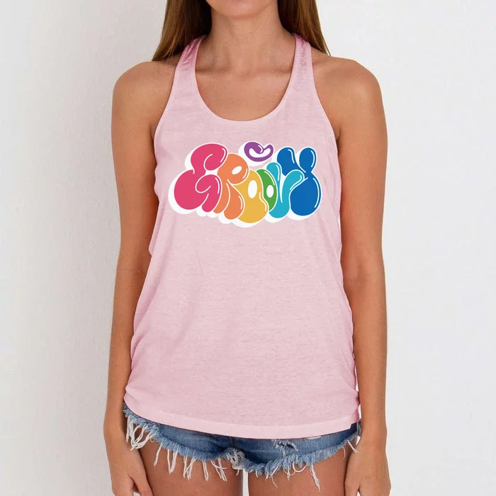 Groovy Retro Colorful Women's Knotted Racerback Tank