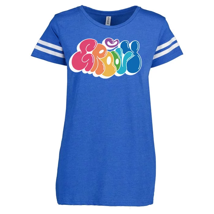 Groovy Retro Colorful Enza Ladies Jersey Football T-Shirt