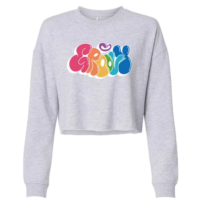 Groovy Retro Colorful Cropped Pullover Crew