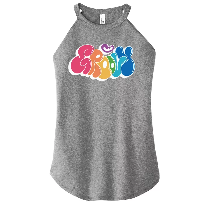 Groovy Retro Colorful Women’s Perfect Tri Rocker Tank