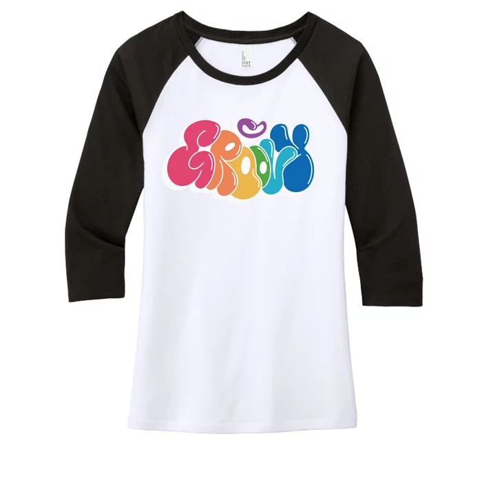 Groovy Retro Colorful Women's Tri-Blend 3/4-Sleeve Raglan Shirt