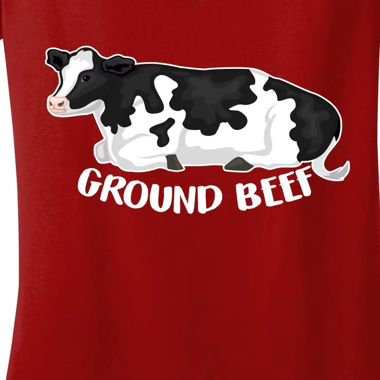 Ground Beef Funny Cow Women's V-Neck T-Shirt