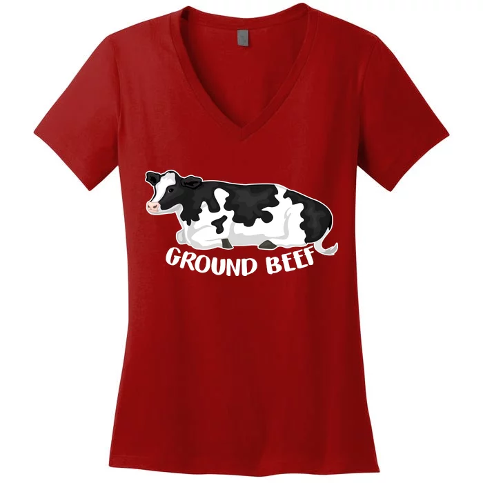 Ground Beef Funny Cow Women's V-Neck T-Shirt