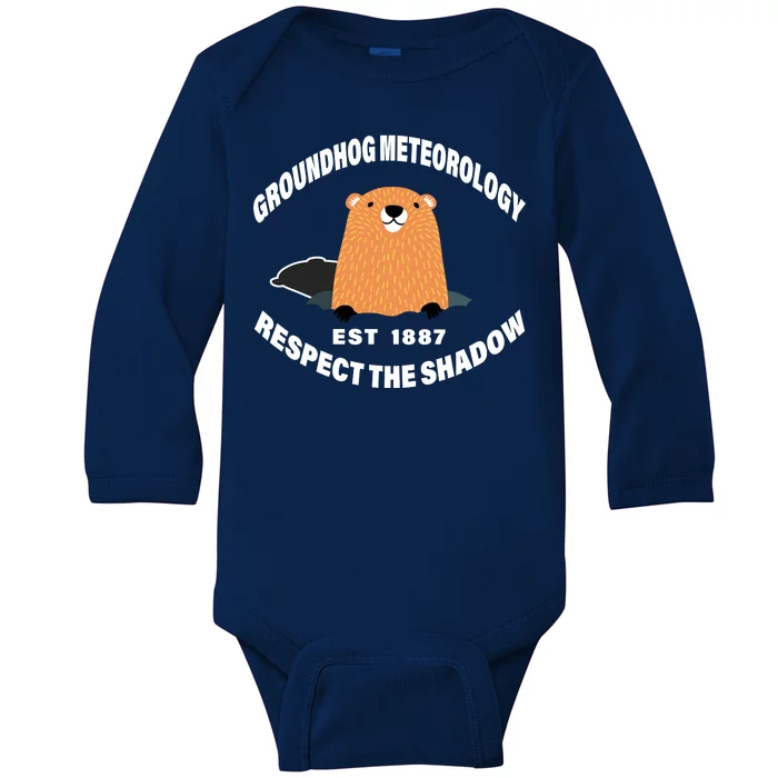 Groundhog Meteorology Respect The Shadow Baby Long Sleeve Bodysuit