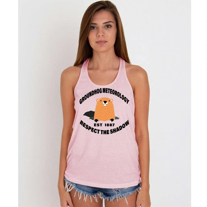 Groundhog Meteorology Respect The Shadow Women's Knotted Racerback Tank