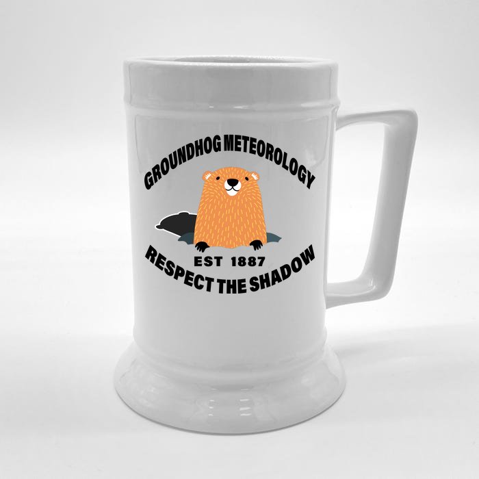 Groundhog Meteorology Respect The Shadow Front & Back Beer Stein