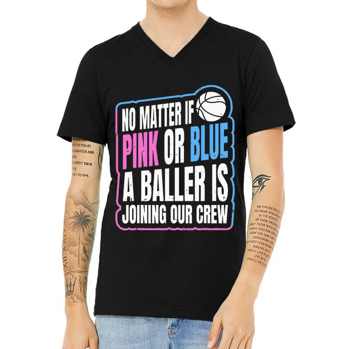 Gender Reveal Party Quote For A Basketball Player V-Neck T-Shirt